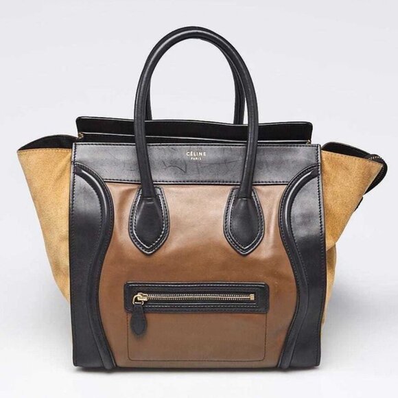 Celine Tri-Color Leather and Suede Mini Luggage Tote Bag - Picture 1 of 12